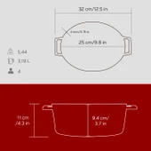 Lava Döküm Oval Tencere. Trendy Serisi Ölçü 21x25cm.  Kırmızı thumbnail 5