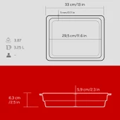 Lava Döküm Dikdörtgen 1/2 Gastronomi Küvet Ölçü 26x33cm.  Kırmızı thumbnail 5