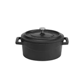 Lava Döküm Mini Oval Tencere. Trendy Serisi Ölçü 9x12cm.  Mat Siyah thumbnail 1