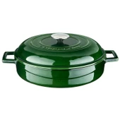 Lava Döküm Çok Amaçlı Yayvan Tencere Döküm Demir Kubbe Form Kapak Premium Serisi Çap(Ø)28cm.  Yeşil thumbnail 1