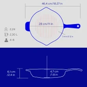 Lava Döküm Yuvarlak Izgara Tavası Döküm Demir Yekpare Saplı Edition Serisi Çap(Ø)28cm. Mavi - 5