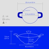 Lava Döküm Mini Wok Yekpare Kulplu Cam Kapaklı Edition Serisi Çap(Ø)16cm.  Mavi thumbnail 6
