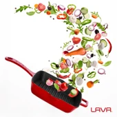 Lava Döküm Kare Izgara Tava Döküm Demir Yekpare Saplı Ölçü 20x20cm.  Kırmızı thumbnail 7