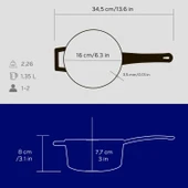 Lava Döküm Yuvarlak Sos Tenceresi Cam kapaklı, Metal Saplı. Glaze Serisi Çap(Ø16 cm. Mavi - 5