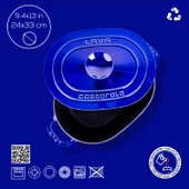 Lava Döküm Oval Tencere Döküm Demir Kapak Experience Majolik Serisi Ölçü 24x33cm.  Mavi thumbnail 4