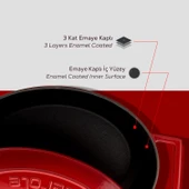 Lava Döküm Oval Tencere. Folk Serisi Ölçü 21x27cm.  Kırmızı - 6