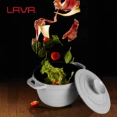 Lava Döküm Yuvarlak Tencere Döküm Demir Kapak Experience Majolik Serisi Çap(Ø)23cm  Beyaz thumbnail 7