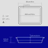 Lava Döküm Dikdörtgen 1/2 Gastronomi Küvet Ölçü 26x33cm.  Mavi thumbnail 5