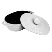 Lava Döküm Oval Tencere Döküm Demir Kapak Experience Majolik Serisi Ölçü 24x33cm.  Beyaz thumbnail 3