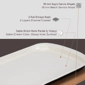 Lava Döküm Dikdörtgen Servis Tabağı ve Kayın Servis Ahşabı. Ölçü 32x20cm. thumbnail 4