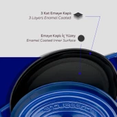 Lava Döküm Oval Tencere. Trendy Serisi Ölçü 23x29cm.  Mavi thumbnail 6