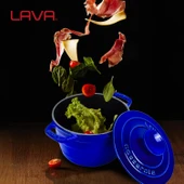 Lava Döküm Yuvarlak Tencere Döküm Demir Kapak Experience Majolik Serisi Çap(Ø)23cm  Mavi thumbnail 7