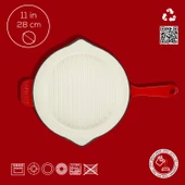 Lava Döküm Yuvarlak Izgara Tavası Döküm Demir Yekpare Saplı Edition Serisi Çap(Ø)28cm.  Kırmızı thumbnail 4