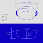 Lava Döküm Oval Tencere Döküm Demir Kapak Experience Majolik Serisi Ölçü 24x33cm.  Mavi thumbnail 5