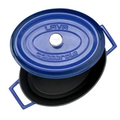 Lava Döküm Oval Tencere. Trendy Serisi Ölçü 21x27cm.  Mavi thumbnail 3