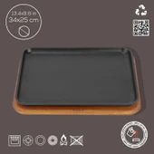 Lava Döküm Dikdörtgen Servis Tabağı Kayın Servis Ahşabı. Ölçü 34x25cm. - 3