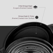 Lava Döküm Oval Tencere. Trendy Serisi Ölçü 23x29cm.  Siyah thumbnail 6