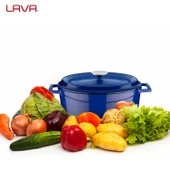 Lava Döküm Oval Tencere. Trendy Serisi Ölçü 23x29cm.  Mavi thumbnail 7