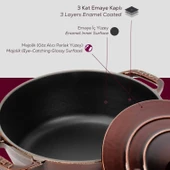 Lava Döküm Yuvarlak Tencere Döküm Demir Kapak Experience Majolik Serisi Çap(Ø)28cm  Mor - 6