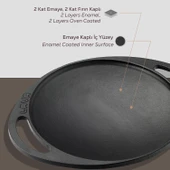 Lava Döküm Yuvarlak Saç Kavurma Tavası Döküm Demir Yekpare Çift Kulplu Çap(Ø)20cm. thumbnail 6