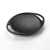 Lava Döküm Yuvarlak Saç Kavurma Tavası Döküm Demir Yekpare Çift Kulplu Çap(Ø)20cm. thumbnail 2