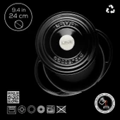 Lava Döküm Yuvarlak Tencere Döküm Demir Kapak Heritage Serisi Çap(Ø)24cm  Siyah thumbnail 3