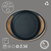 Lava Döküm Yuvarlak Sahan Döküm Demir Yekpare Çift Kulplu Kayın Servis Ahşabı Çap(Ø)20cm. thumbnail 4