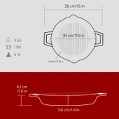 Lava Döküm Yuvarlak Izgara Tavası Döküm Demir Yekpare Çift Kulplu Çap(Ø)30cm.  Kırmızı thumbnail 5