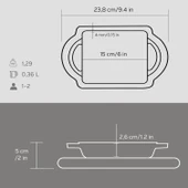 Lava Döküm Dikdörtgen Sahan Döküm Demir Yekpare Çift Kulplu Kayın Servis Ahşabı Ölçü 12x15cm. thumbnail 5