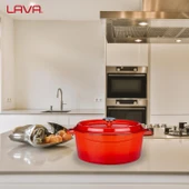 Lava Döküm Oval Tencere. Trendy Serisi Ölçü 25x31cm.  Kırmızı thumbnail 7