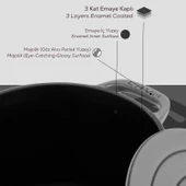 Lava Döküm Yuvarlak Tencere Döküm Demir Kapak Experience Majolik Serisi Çap(Ø)23cm  Gri thumbnail 6