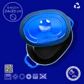 Lava Döküm Oval Tencere Döküm Demir Kapak Experience Serisi Ölçü 24x33cm.  Mavi thumbnail 4