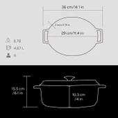 Lava Döküm Oval Tencere. Trendy Serisi Ölçü 23x29cm.  Siyah thumbnail 5