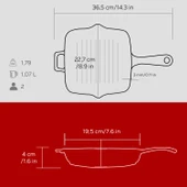 Lava Döküm Kare Izgara Tava Döküm Demir Yekpare Saplı Ölçü 20x20cm.  Kırmızı thumbnail 5