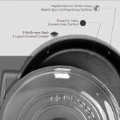 Lava Döküm Çok Amaçlı Yayvan Tencere Döküm Demir Kubbe Form Kapak Premium Serisi Çap(Ø)28cm. Gri - 6