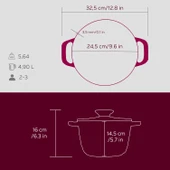 Lava Döküm Yuvarlak Tencere Döküm Demir Kapak Experience Majolik Serisi Çap(Ø)23cm  Mor - 5