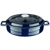 Lava Döküm Çok Amaçlı Yayvan Tencere Döküm Demir Yekpare Kulplu Premium Serisi Çap(Ø)28cm.  Mavi - 1