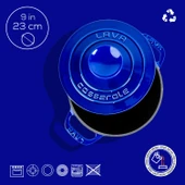 Lava Döküm Yuvarlak Tencere Döküm Demir Kapak Experience Majolik Serisi Çap(Ø)23cm  Mavi thumbnail 4