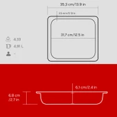 Lava Döküm Dikdörtgen 2/3 Gastronomi Küvet Ölçü 35x32cm.  Kırmızı thumbnail 6