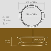 Lava Döküm Yuvarlak Güveç Kabı Döküm Demir Yekpare Çift Kulplu Kayın Servis Ahşabı Çap(Ø)17cm. - 3