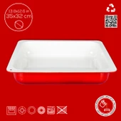 Lava Döküm Dikdörtgen 2/3 Gastronomi Küvet Ölçü 35x32cm.  Kırmızı thumbnail 5