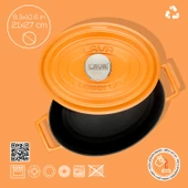 Lava Döküm Oval Tencere Döküm Demir Yekpare Kulplu Spring Serisi Ölçü 21x27cm.  Turuncu thumbnail 4