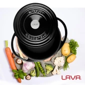 Lava Döküm Yuvarlak Tencere Döküm Demir Kapak Heritage Serisi Çap(Ø)20cm  Siyah thumbnail 6