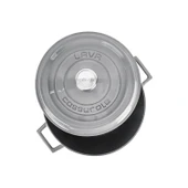 Lava Döküm Yuvarlak Tencere Döküm Demir Yekpare Kulplu Premium Serisi Çap(Ø)24cm.  Gri thumbnail 3