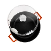 Lava Döküm Yuvarlak Tencere Cam kapaklı. Glaze Çap(Ø)28cm.  Turuncu thumbnail 3