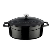 Lava Döküm Oval Tencere. Folk Serisi Ölçü 21x25cm.  Siyah thumbnail 1