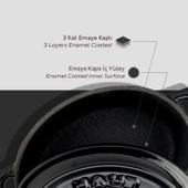 Lava Döküm Mini Oval Tencere. Trendy Serisi Ölçü 9x12cm.  Siyah thumbnail 6