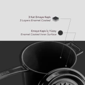 Lava Döküm Yuvarlak Sos Tenceresi. Döküm Demir Yekpare Saplı Trendy Serisi Çap(Ø18 cm.  Siyah thumbnail 5