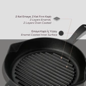 Lava Döküm Yuvarlak Izgara Tava Döküm Demir Yekpare Saplı Çap(Ø)28cm. - 6