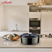 Lava Döküm Oval Tencere. Trendy Serisi Ölçü 25x31cm.  Siyah - 7